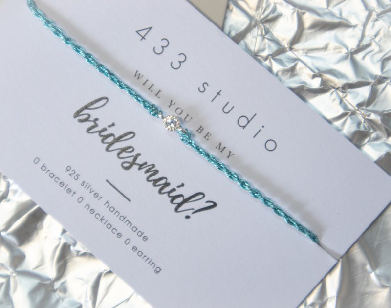 简约 小蛋糕闪石 手工编织- 幸运手环 - 手链/手环 - 纯银 蓝色