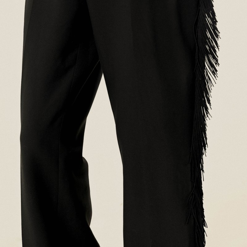 【NaSuBi Vintage】Upcycling流苏缀饰古着长裤 - 女装长裤 - 其他人造纤维 黑色