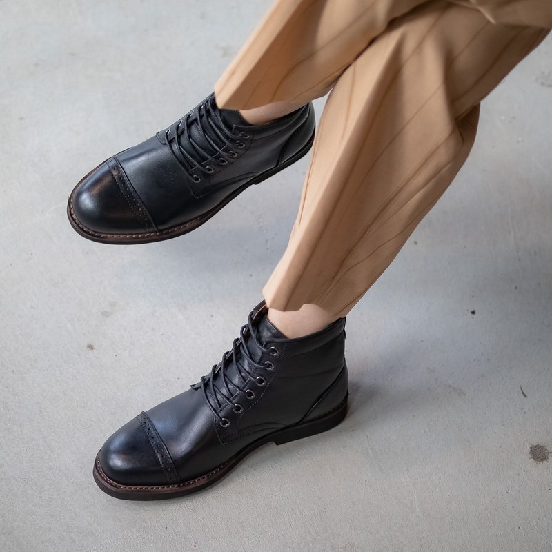 出清【福袋】5折 德比牛津靴_黑 - 男款靴子 - 真皮 黑色