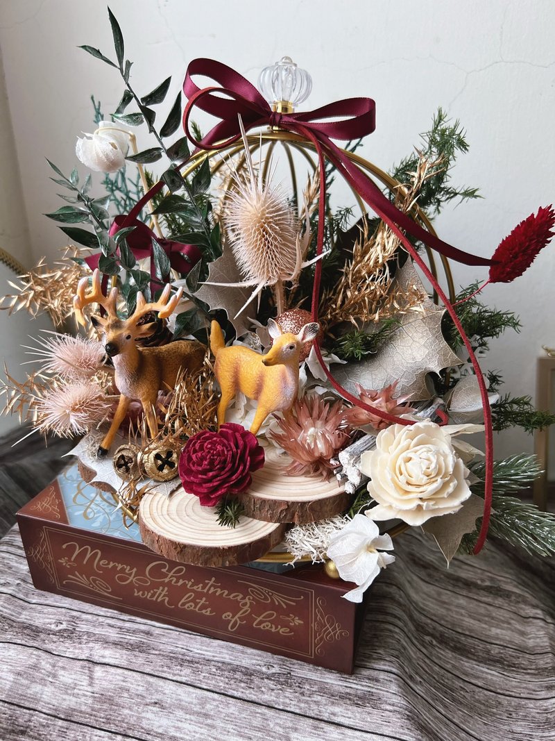 【圣诞礼盒】flower-of-life 冬日小鹿花园 永生圣诞礼物 - 干燥花/捧花 - 植物．花 金色