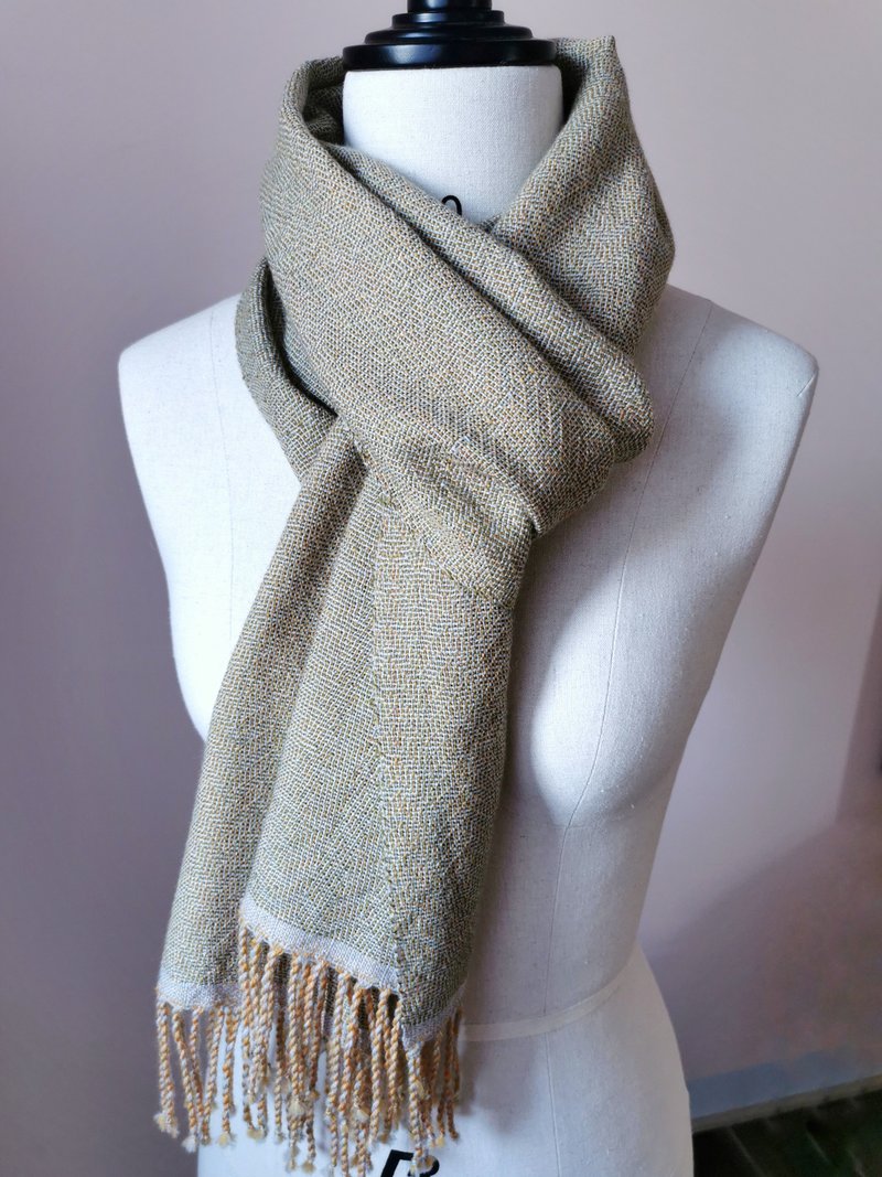 Handwoven by Carina | 手织美丽诺羊毛围巾 - 围巾/披肩 - 羊毛 绿色