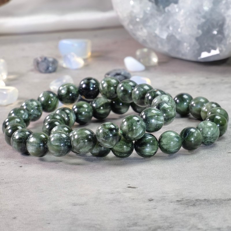 西伯利亚绿龙晶 天使之石 天然矿石水晶手链 心轮 事业运 - 手链/手环 - 水晶 绿色