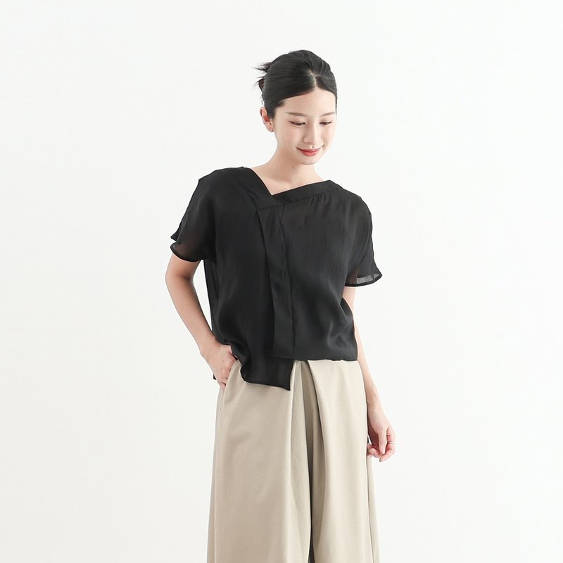 【经典原创】Weiguang_微光造型透肤上衣_CLT014_黑 - 女装上衣 - 聚酯纤维 黑色