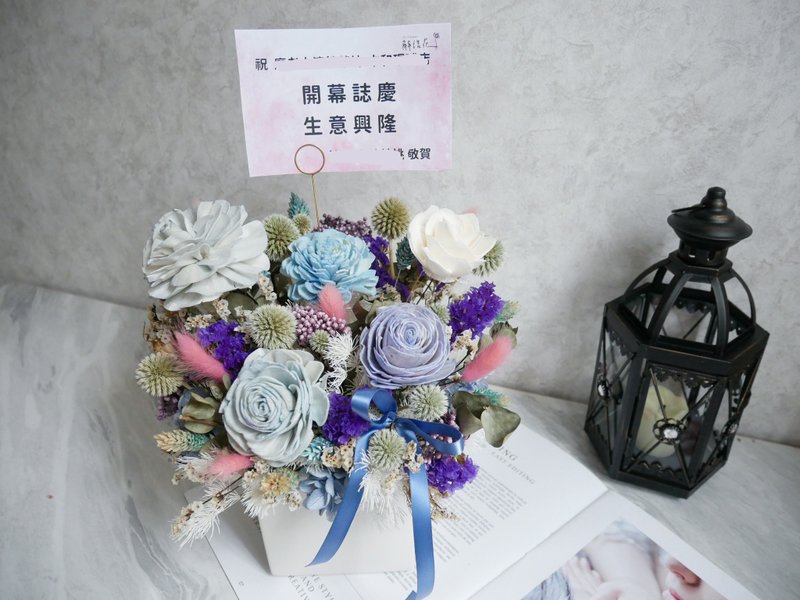 【青花靛蓝】方盆加大款干燥花盆花/开幕/升迁/新居落成 - 植栽/盆栽 - 植物．花 蓝色