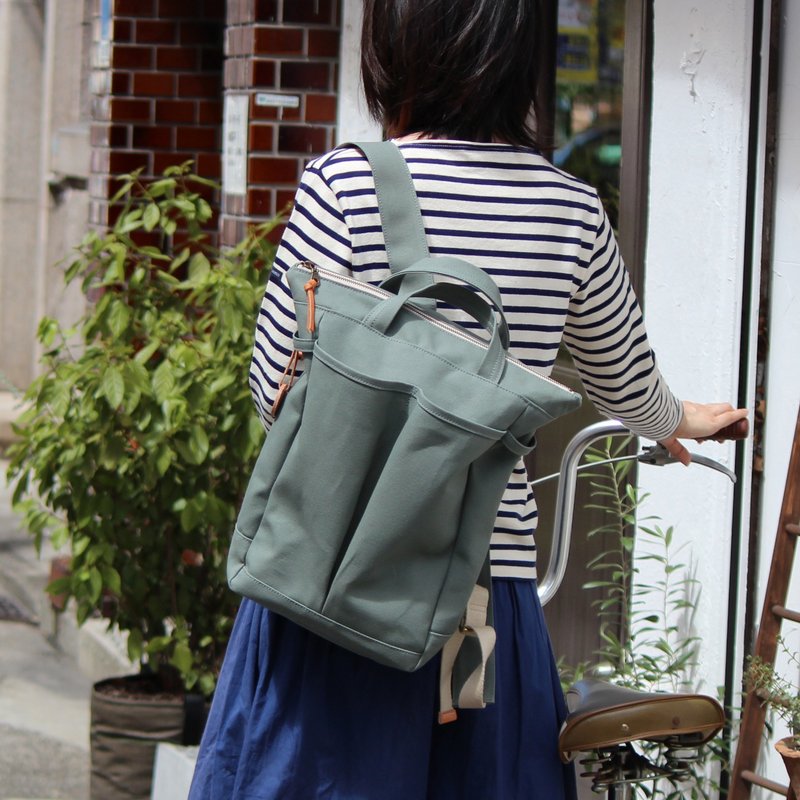 hike35:Wasabi Takashima Canvas Backpack - 后背包/双肩包 - 棉．麻 绿色