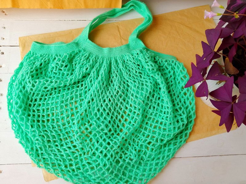 天然格子包/手工/编织包/格子单肩包/棉网包 - 侧背包/斜挎包 - 棉．麻 金色