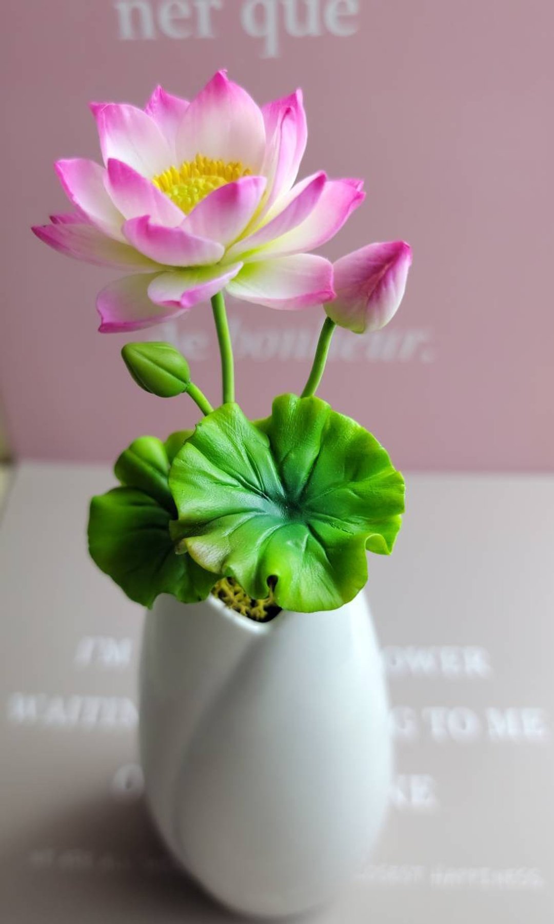冷瓷土/黏土花艺-荷花小花瓶/盆栽/送礼 - 花瓶/陶器 - 粘土 