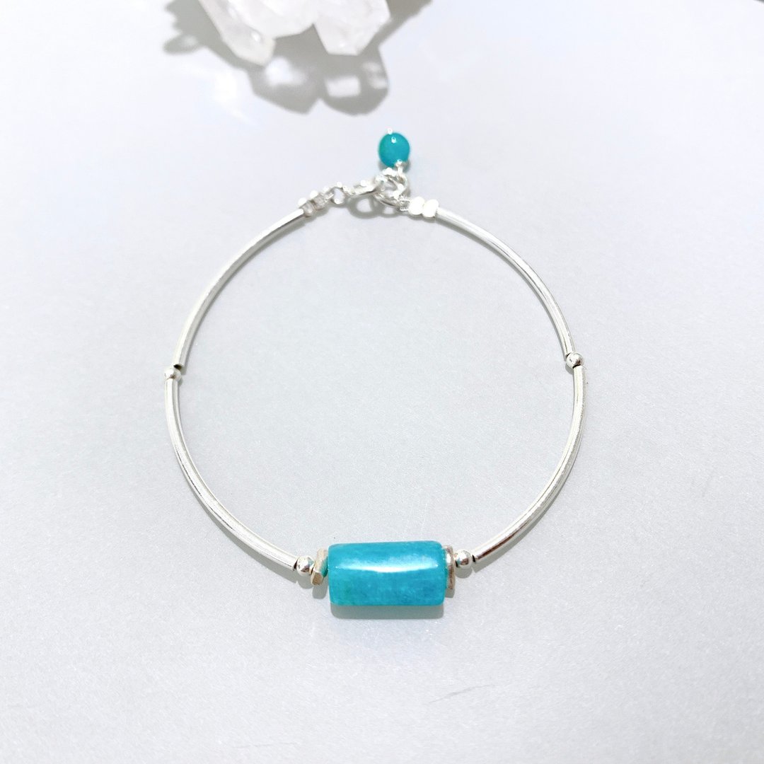 Ops Amazonite silver bracelet-天河石/湖水绿/银/蓝绿色 - 手链/手环 - 宝石 绿色