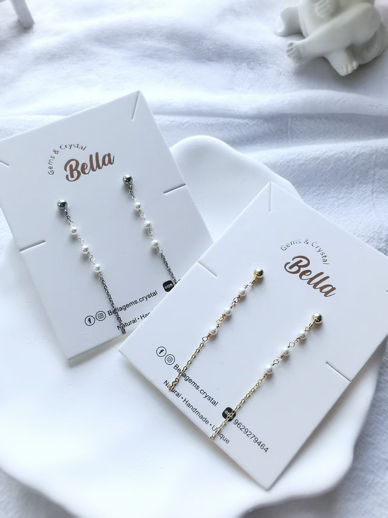 淡水珍珠吊耳环 - 耳环/耳夹 - 珍珠 白色