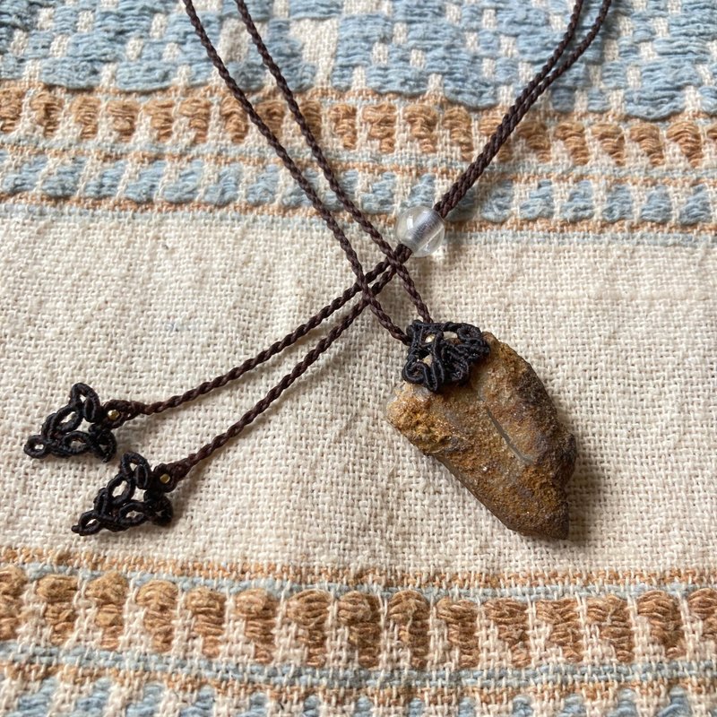 -Soulmate Twin- 国产长野小川山烟水晶编绳项链 - 项链 - 石头 咖啡色