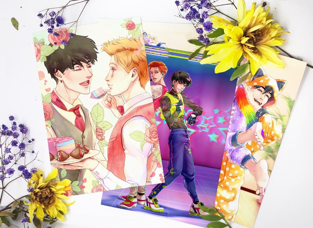 一套 10 张 Yaoi 卡片 6 寸漫画动漫男孩印刷艺术英俊装饰艺术家 - 卡片/明信片 - 纸 