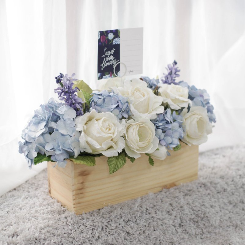 DT102 : Wedding Centerpiece Decoration Flower Wooden Arrangment Maldives Blue Size 7"x14"x7" - 摆饰 - 纸 蓝色