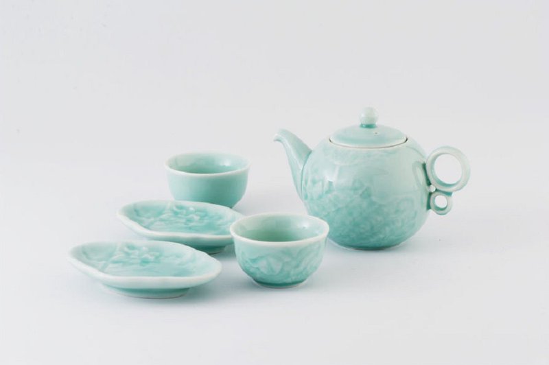 安达窑-雕刻圆满壶组 - 茶具/茶杯 - 瓷 