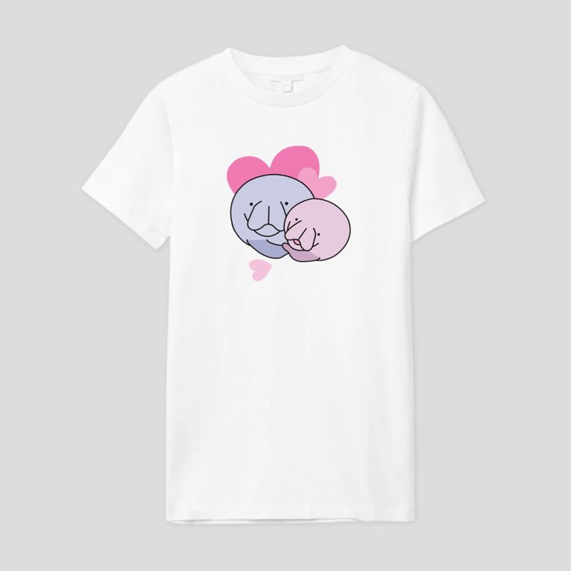 Vday T-shirt - Dugong - 中性连帽卫衣/T 恤 - 棉 白色