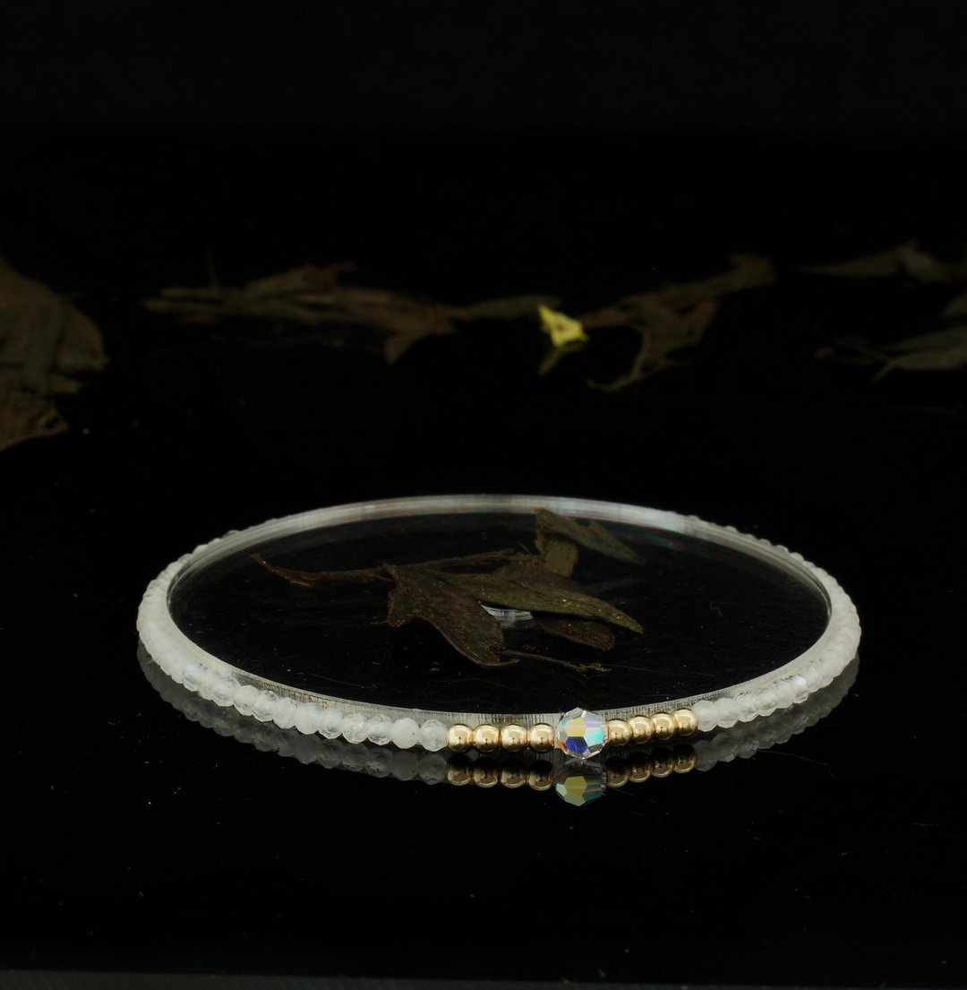 轻奢风 蓝月亮石 14KGF Swarovski 水晶手链 - 手链/手环 - 宝石 