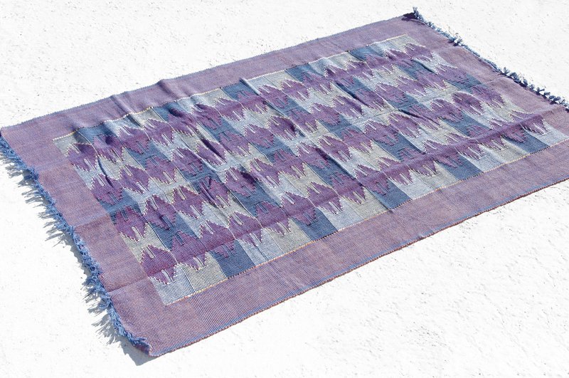 情人节礼物 母亲节礼物 手工一件/手感织布地毯/桌垫/编织感野餐垫 / Boho民族风野餐垫 / 达卡织编织地毯 - 心中的夜空撒哈拉沙漠 摩洛哥风民族 (大) - 被子/毛毯 - 棉．麻 多色