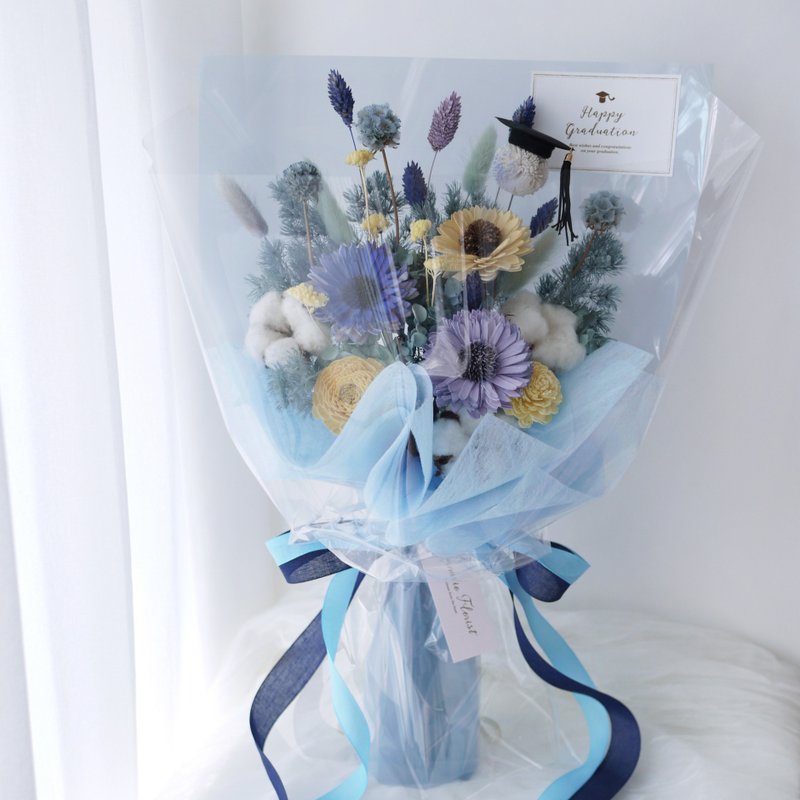 现货果冻小太阳毕业花束-晴空蓝 - 干燥花/捧花 - 植物．花 蓝色