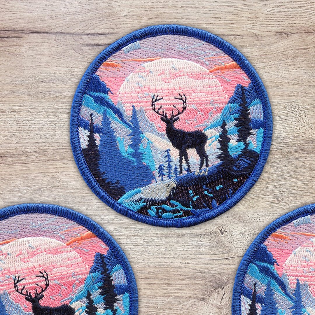 【去走走刺绣布贴】Sunset Forest Deer Silhouette夕阳森野鹿影 - 编织/刺绣/羊毛毡/裁缝 - 绣线 