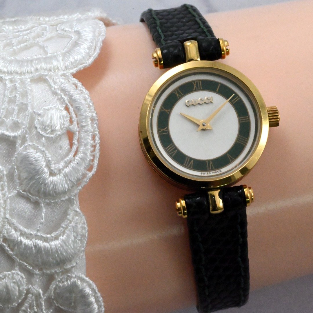 GUCCI 古驰 Sherry Line Side Sherry 21 毫米罗马表盘圆形女士手表石英表 日本发货 - 女表 - 不锈钢 白色