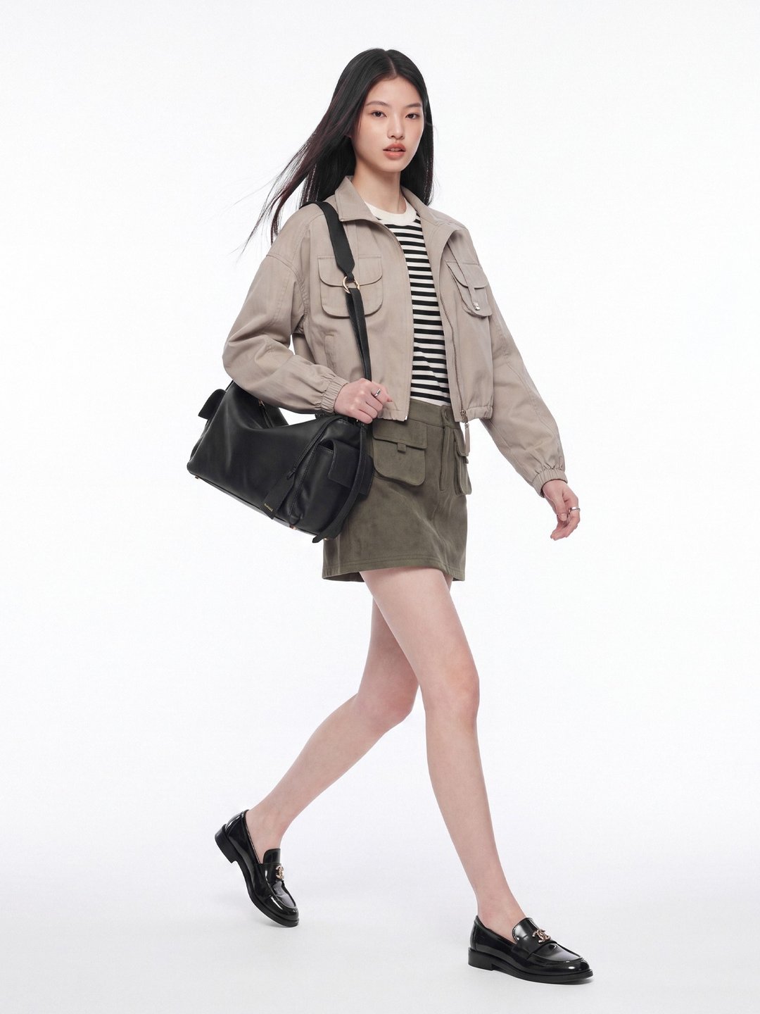 Marroque Indiana Double Side Pocket Crossbody Bag in Black - 侧背包/斜挎包 - 真皮 黑色