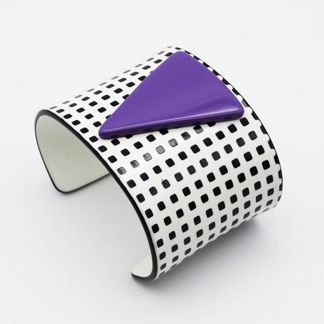 80s vintage postmodern plastic design bangle - 手链/手环 - 塑料 紫色