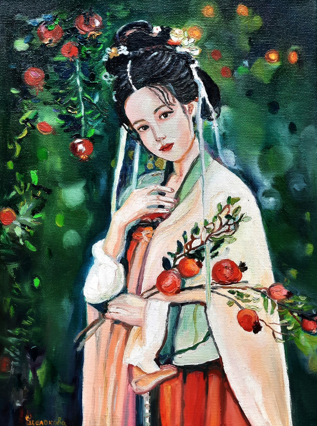 Girl Painting   Original Art 油畫 Oil Painting Oil on Canvas Wall Decor - 墙贴/壁贴 - 其他材质 绿色