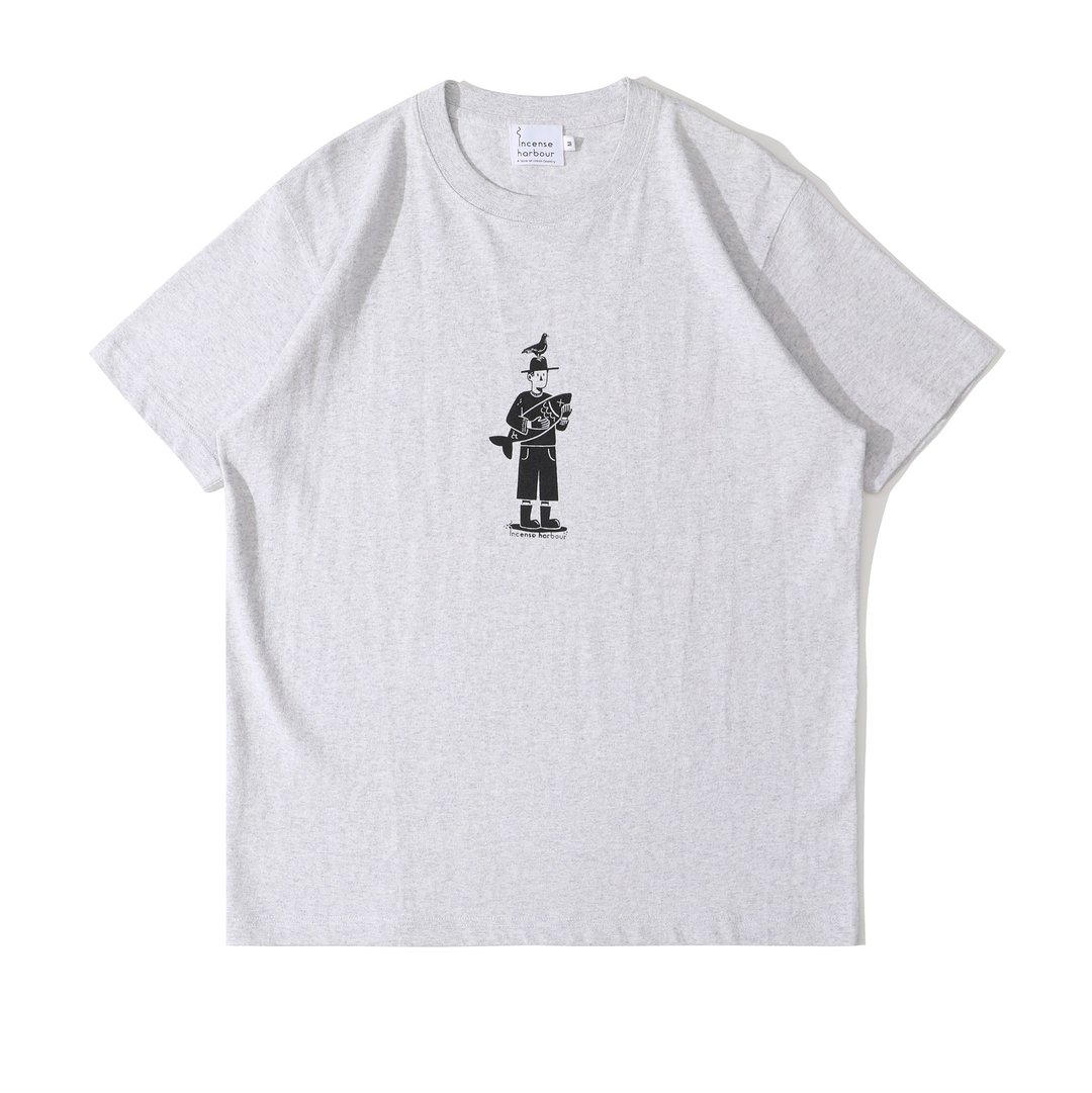 Incense Harbour 丝印 渔夫 灰色T-shirt T恤 - 中性连帽卫衣/T 恤 - 棉．麻 灰色