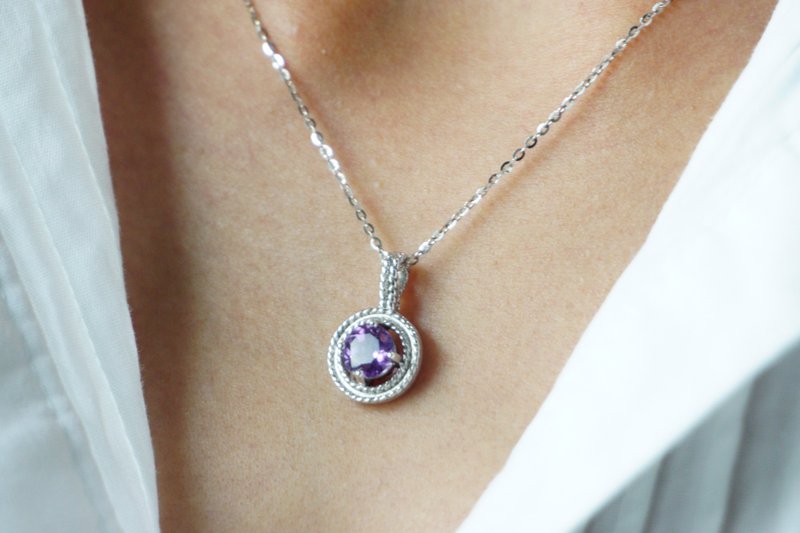 Natural Amethyst Pendant Necklace  Silver925 ,gift for her - 项链 - 纯银 紫色