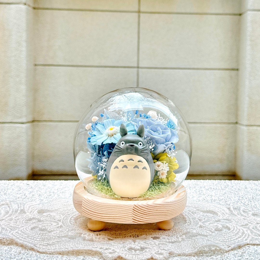 吉卜力/龙猫/豆豆龙/Totoro/永生花/干燥花/夜灯/玻璃盅罩 - 干燥花/捧花 - 植物．花 多色