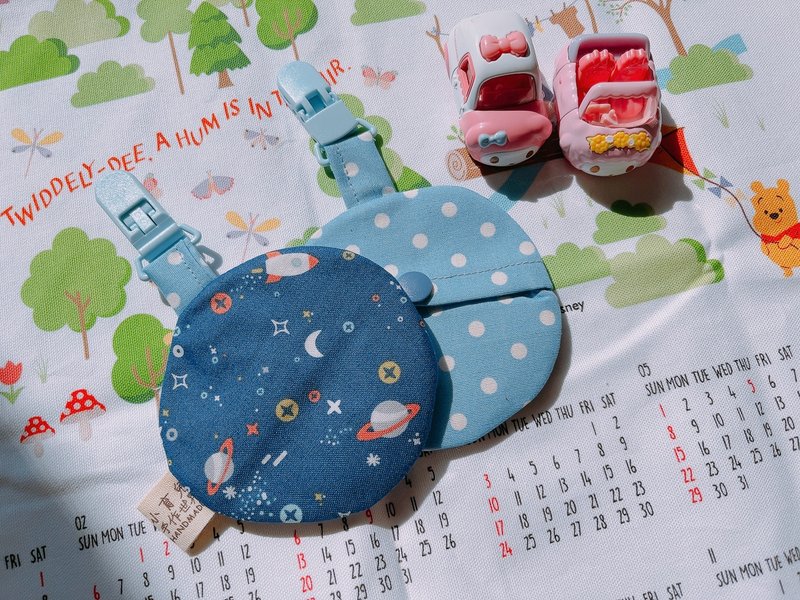 新品特价—圆形平安符袋-宝蓝星空 - 平安符/符袋 - 棉．麻 蓝色
