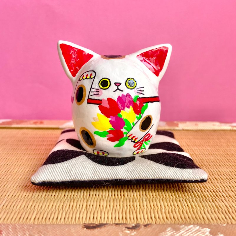招财猫【大】郁金香 - 摆饰 - 粘土 白色