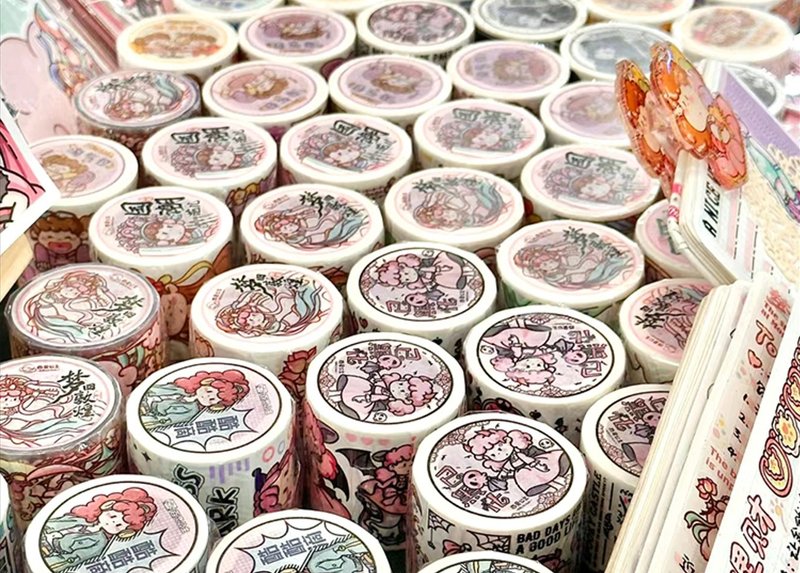 【大满贯 整卷】手帐胶带和纸特油可爱人物 - 纸胶带 - 纸 多色