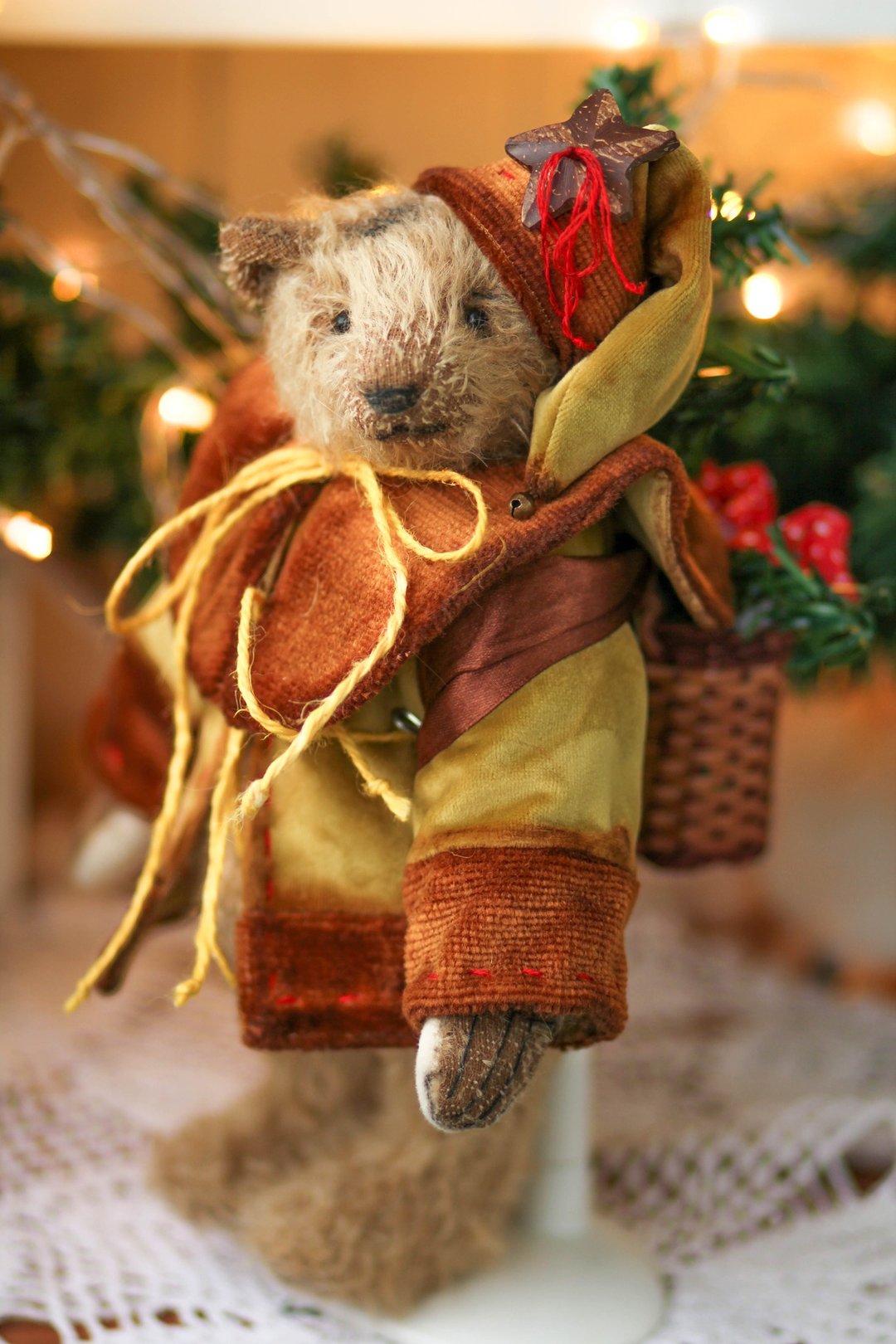 gift for Christmas, New Year Teddy Bear OOAK Handmade toy gift plushinnes toy - 玩偶/公仔 - 其他材质 