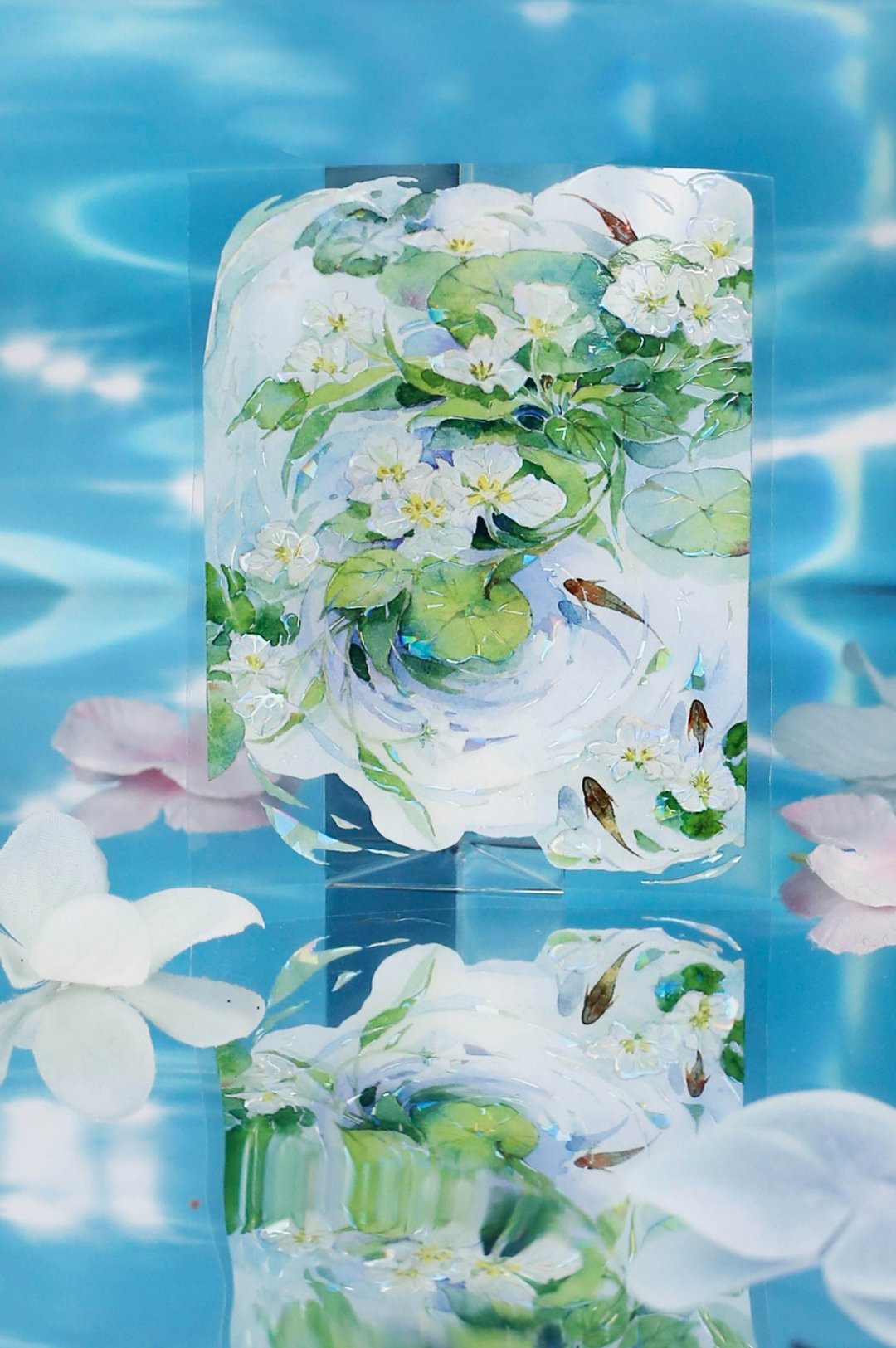 落花流水 花の水鏡 Koi PET 紙膠帶 貝殼光 10米卷 巨畫幅背景 - 纸胶带 - 其他材质 多色