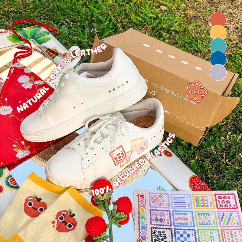 Kibo X Vintage WKND 小红鞋 - 女款休闲鞋 - 环保材料 白色