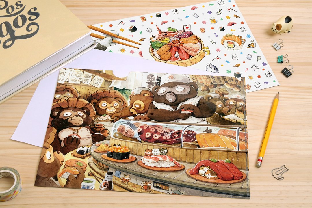 afu资料夹(L型)-狸猫转转寿司店 - 文件夹/资料夹 - 塑料 咖啡色