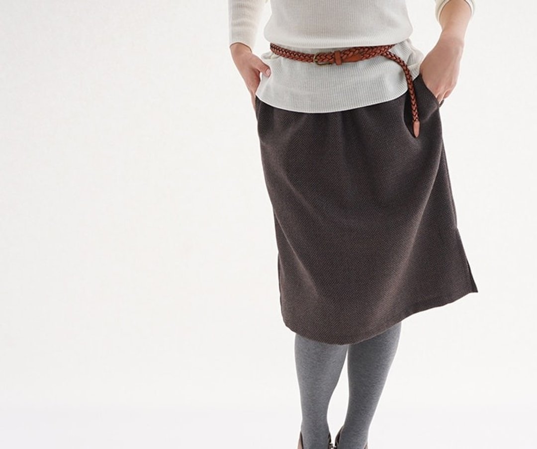 <Fabric trial Accessories> barathea wool (wool) lined skirt / Brown sk4-89 - 裙子 - 其他材质 咖啡色