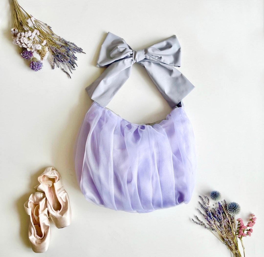 Build-to-order manufacturing　3way  ribbon tote bag 　Lavender purple - 手提包/手提袋 - 棉 紫色