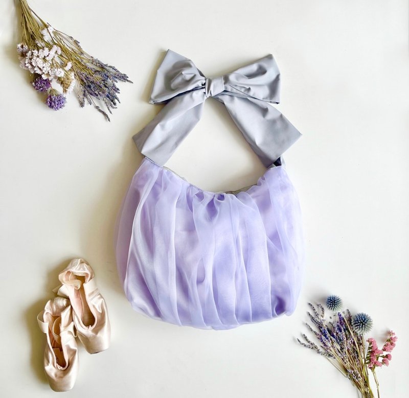 Build-to-order manufacturing　3way  ribbon tote bag 　Lavender purple - 手提包/手提袋 - 棉 紫色