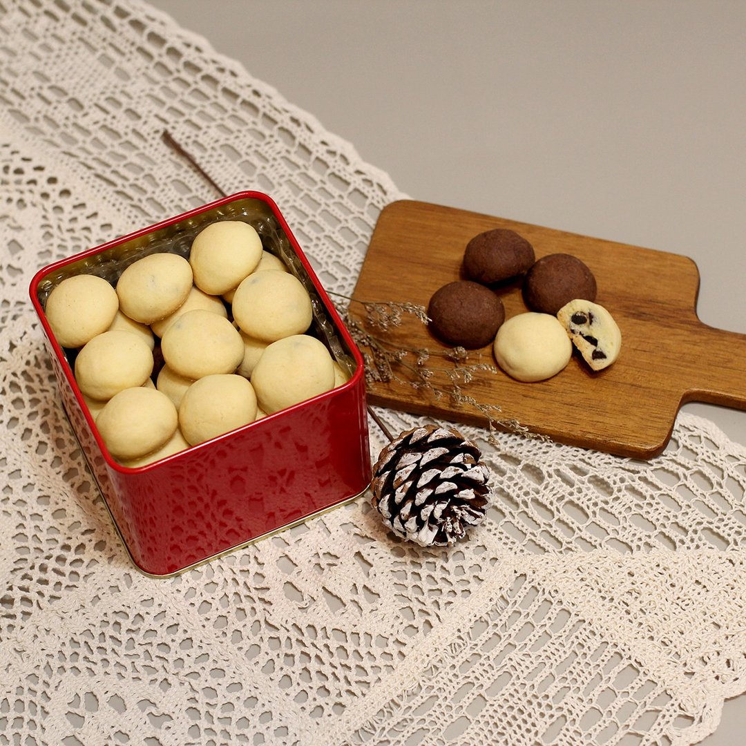 【低糖现做】巧克力豆雪球 经典原味/法芙娜可可 - 手工饼干 - 新鲜食材 红色
