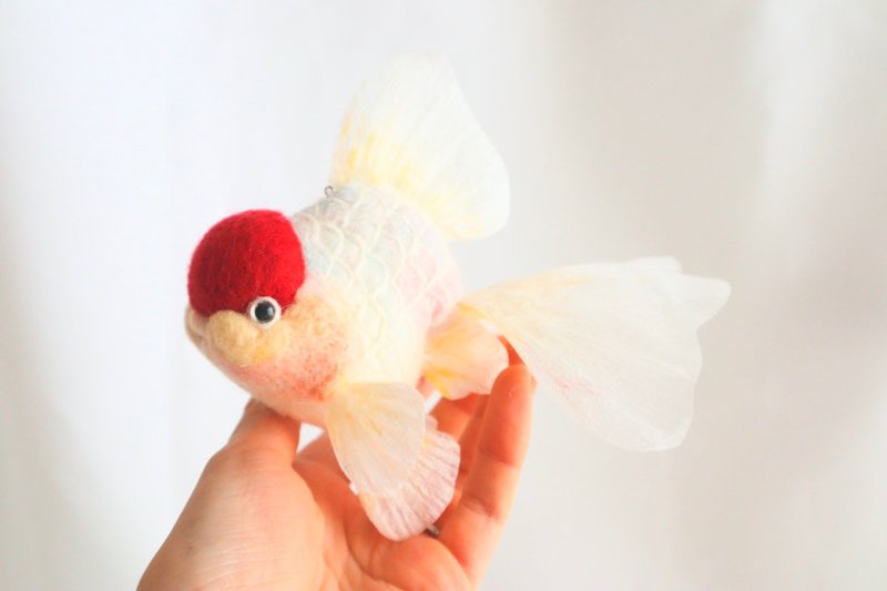 摇曳金鱼手机吊饰 L - 丹顶 - - 玩偶/公仔 - 羊毛 红色