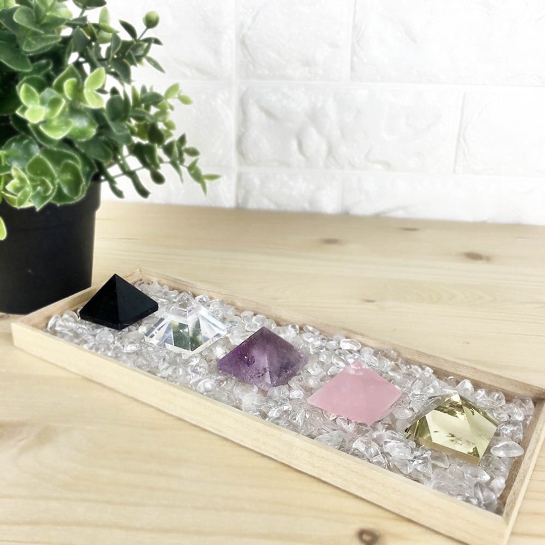 水晶金字塔-黄水晶 粉晶 紫水晶 白水晶 黑曜石 办公室设备摆饰 - 摆饰 - 宝石 多色