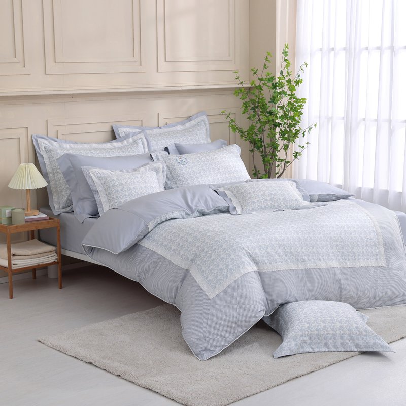 床包+枕套组-100%精梳棉-奶霜-灰-台湾制造 - 寝具 - 棉．麻 