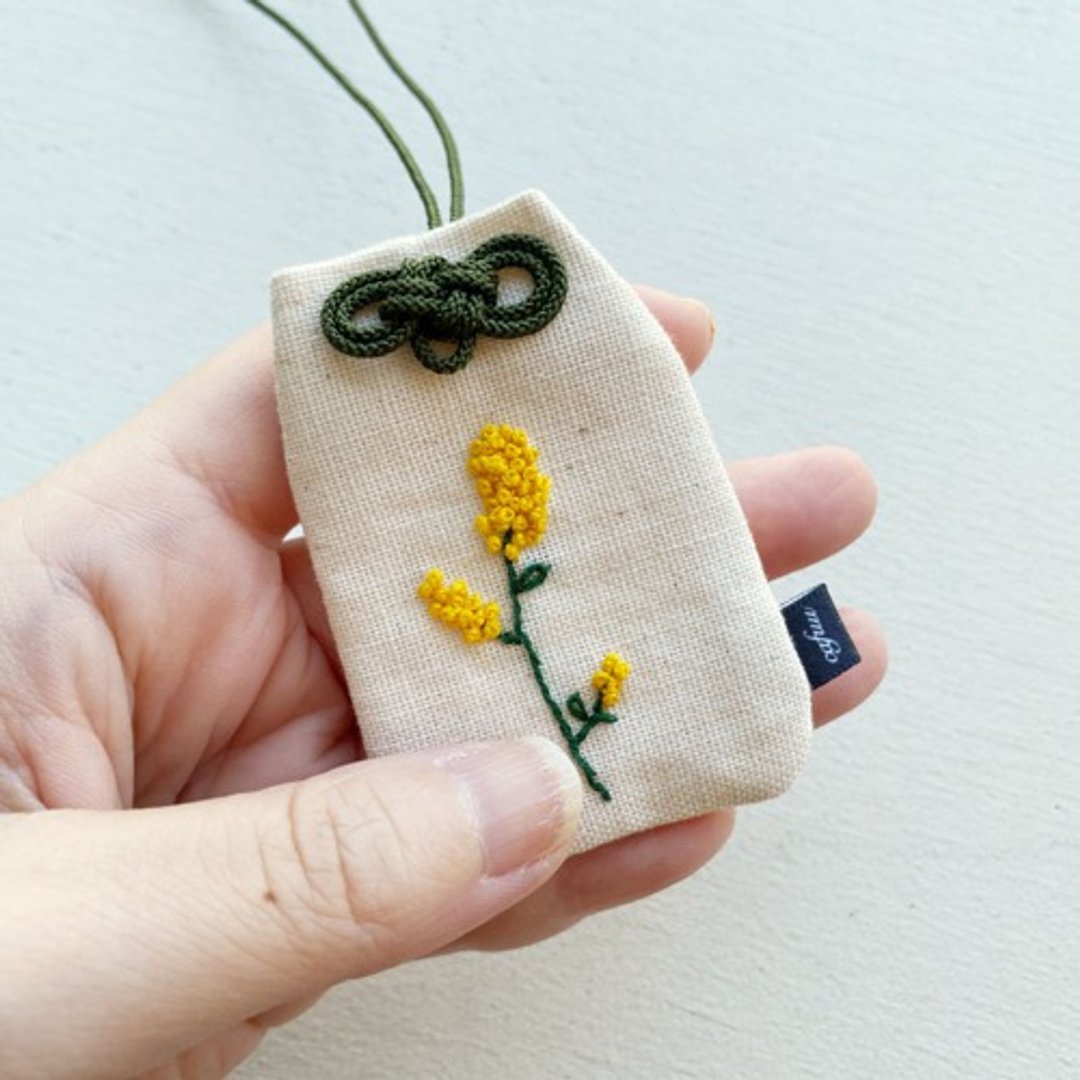 Mimosa A Mars Bag/Amulet Bag - 名片夹/名片盒 - 棉 黄色