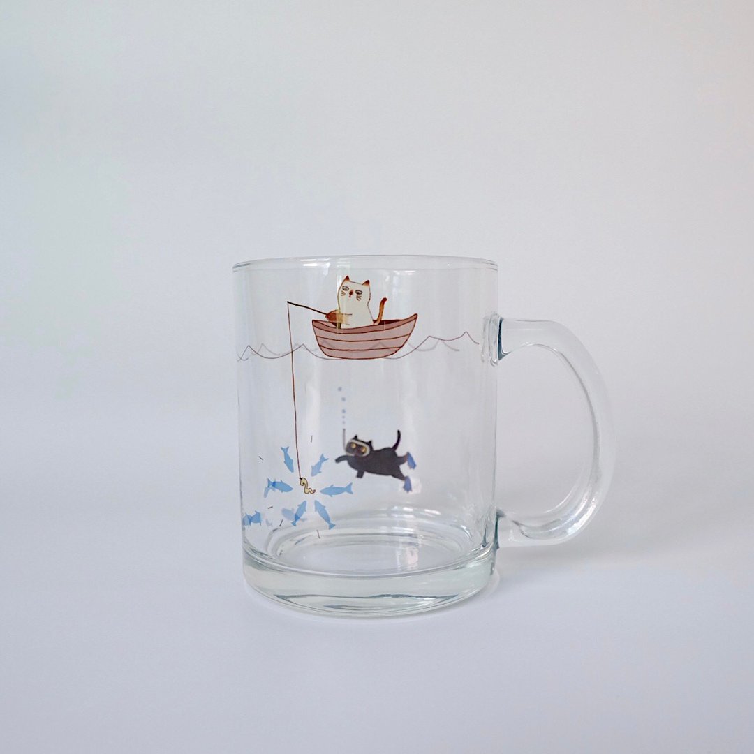 Clear glass / Fishing cat - 酒杯/酒器 - 玻璃 透明