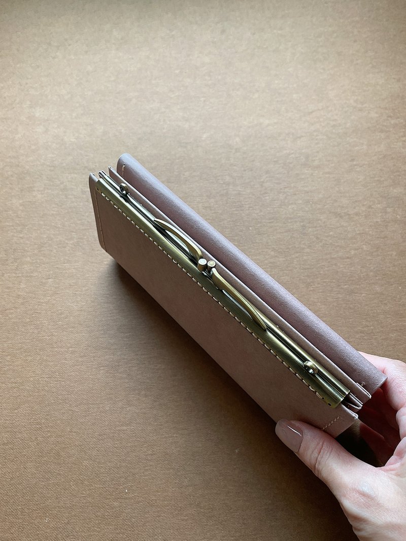 - 纸皮革口金长夹 /-*干燥裸粉*2025新品*素食纸皮革 - 皮夹/钱包 - 纸 