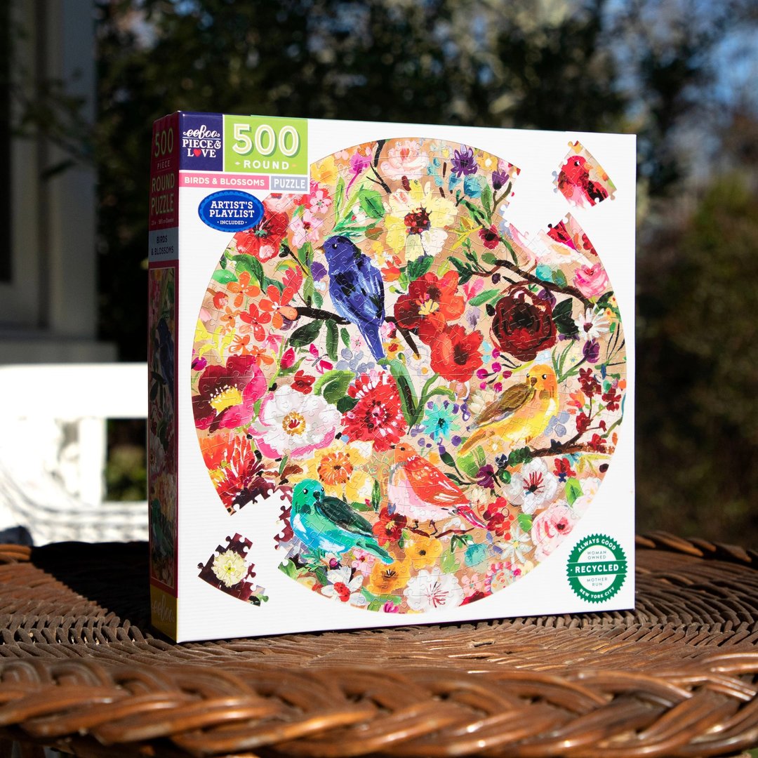 eeBoo 500片圆形拼图 - 花团锦簇 Birds & Blossoms Piece Round - 拼图 - 纸 多色