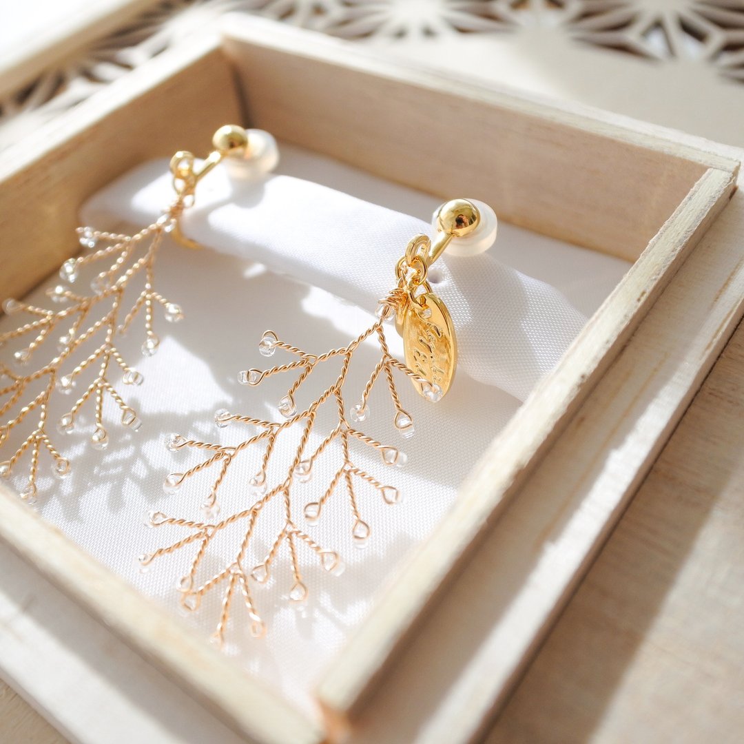Aoshigure (small) – Clear Type　wire accessory - 耳环/耳夹 - 其他金属 透明