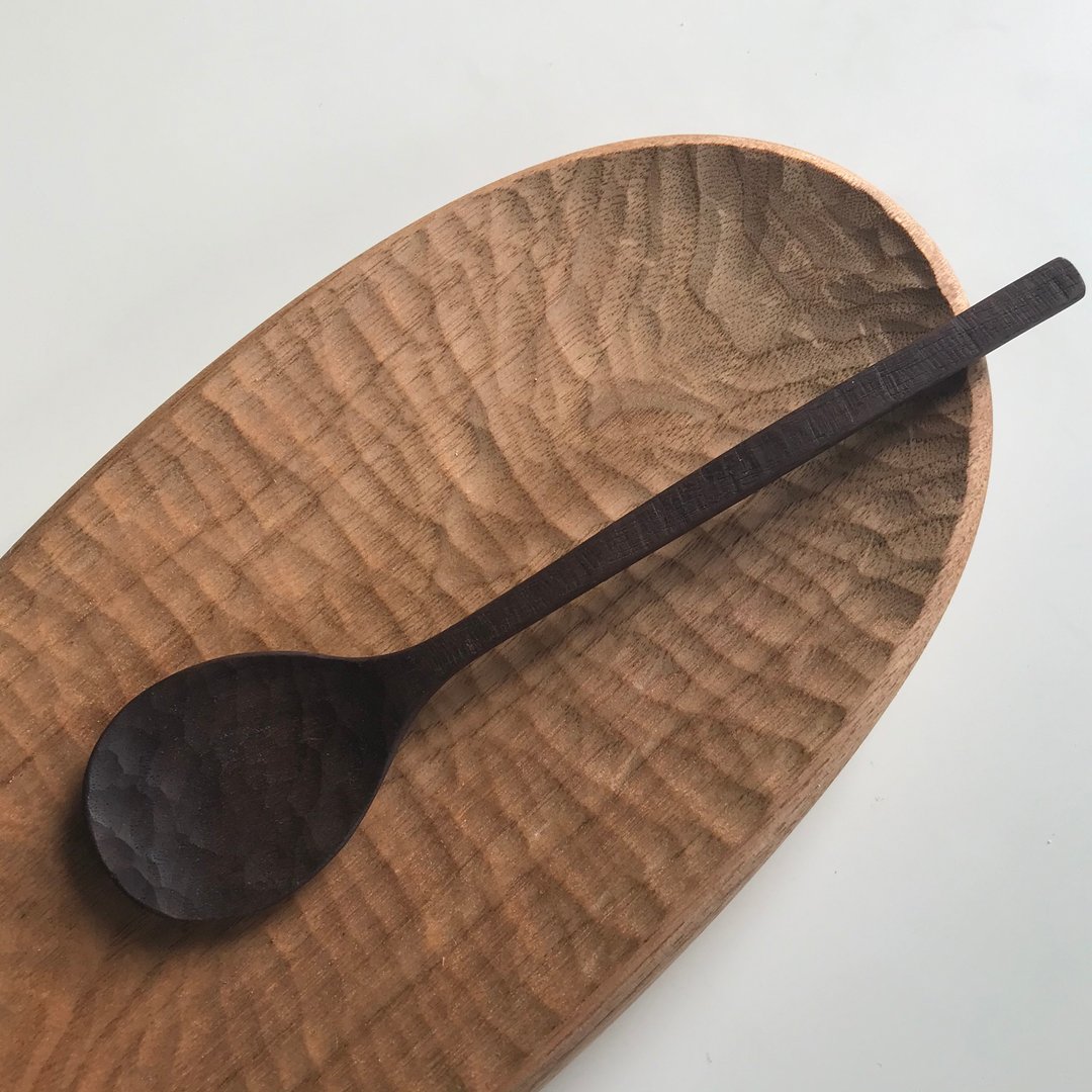 Black Walnut Serrated Spoon - 餐刀/叉/匙组合 - 木头 咖啡色