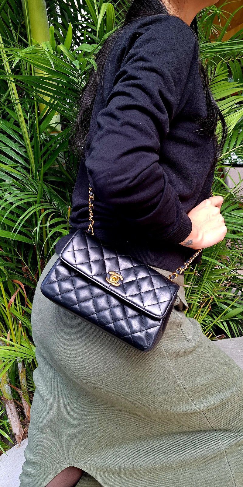 Chanel Vintage Mini CF 古董香奈儿金豆口盖包 - 手提包/手提袋 - 真皮 黑色